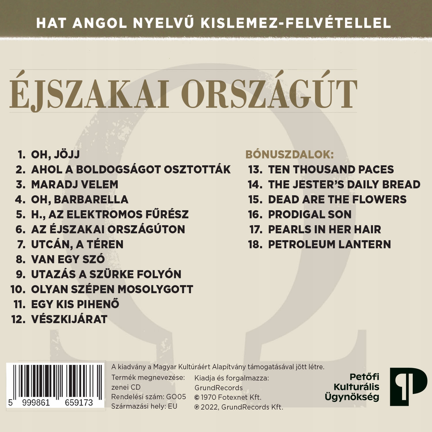 OMEGA Ejszakai Orszagut (reissue 2022) CD Gatunek rock