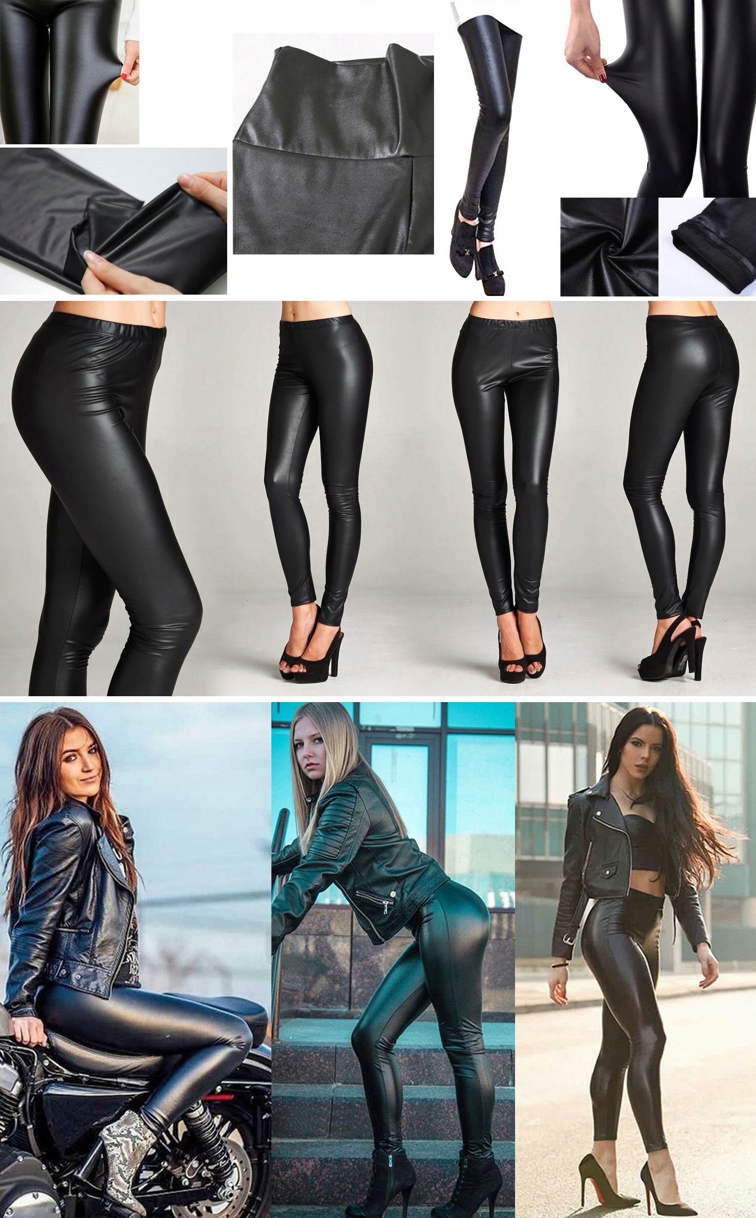 LEGINSY SKÓRA RURKI LATEX GETRY SPODNIE LATEKS 2XL Linia plus size (duże rozmiary)