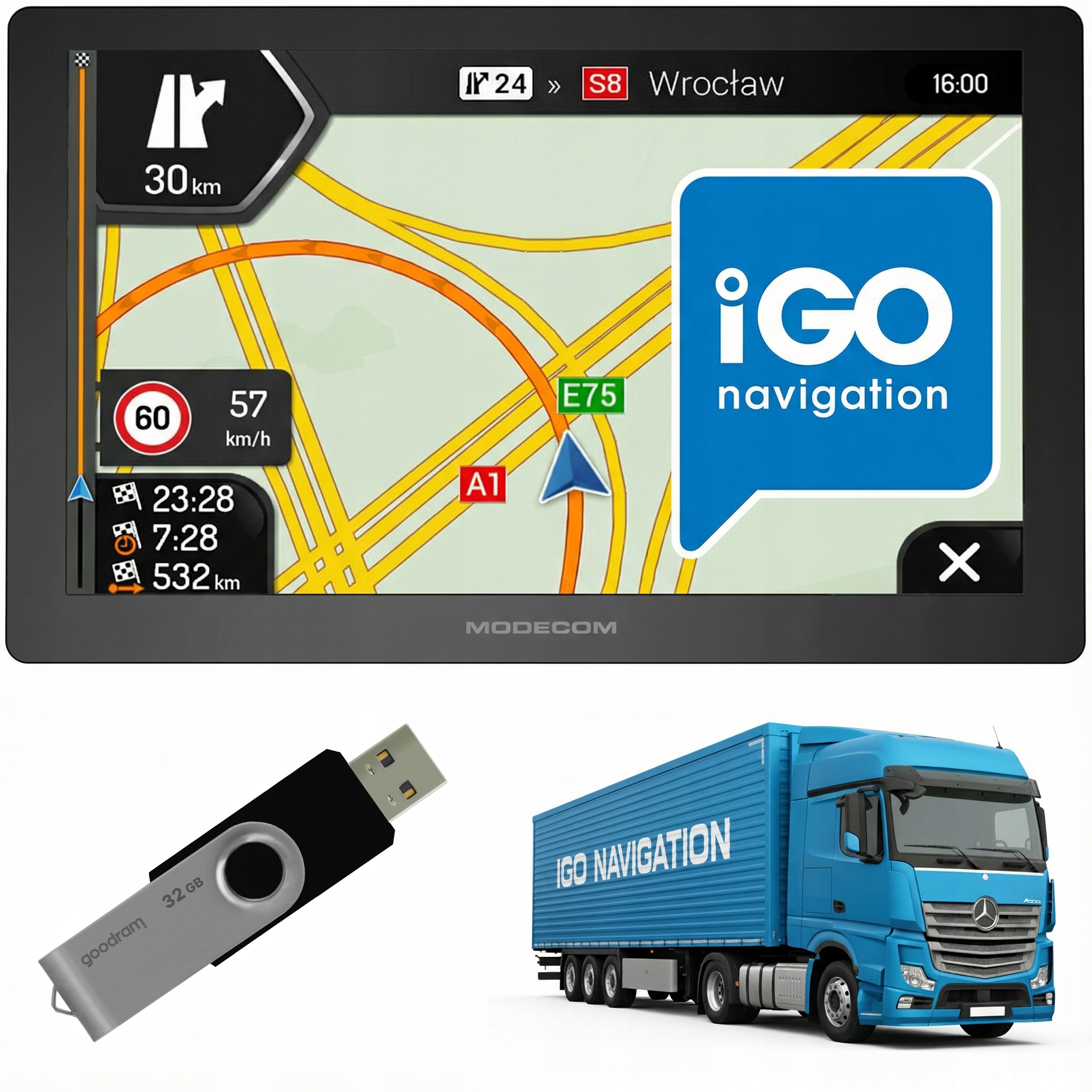 Navigace nákladního vozidla Modecom CX 9.3 iGO Primo Truck Tir Bus Fotoradary 2026
