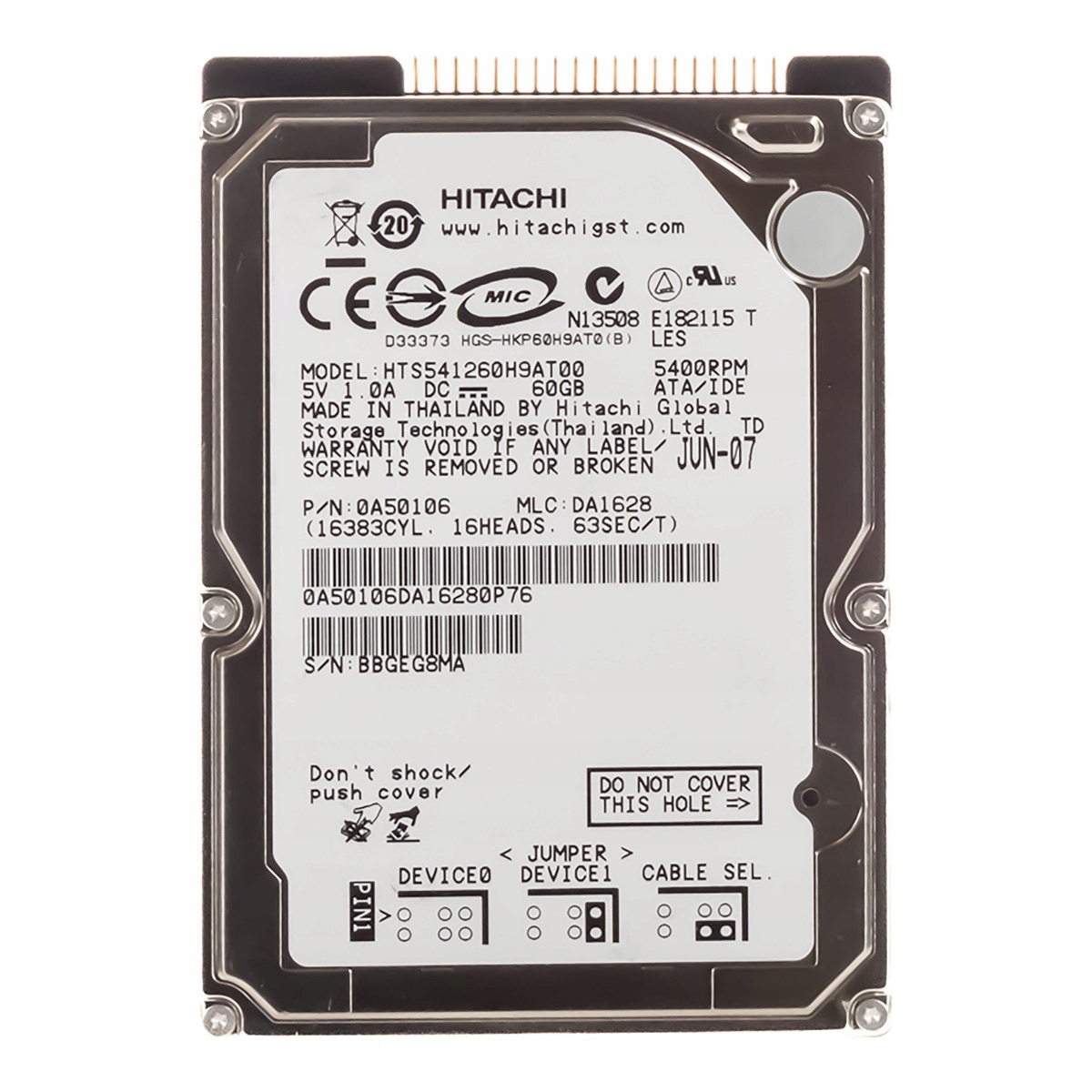 TravelStar 5K120 60GB 5.4K 8MB Ata 2.5" HTS541260H9AT00