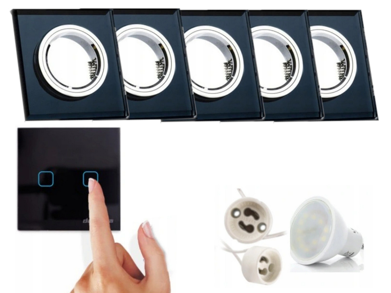 5 X Černá Lampička, Zapuštěná Objímka, Vypínač Led Žárovky, 1.5 W, Neutrální Barva