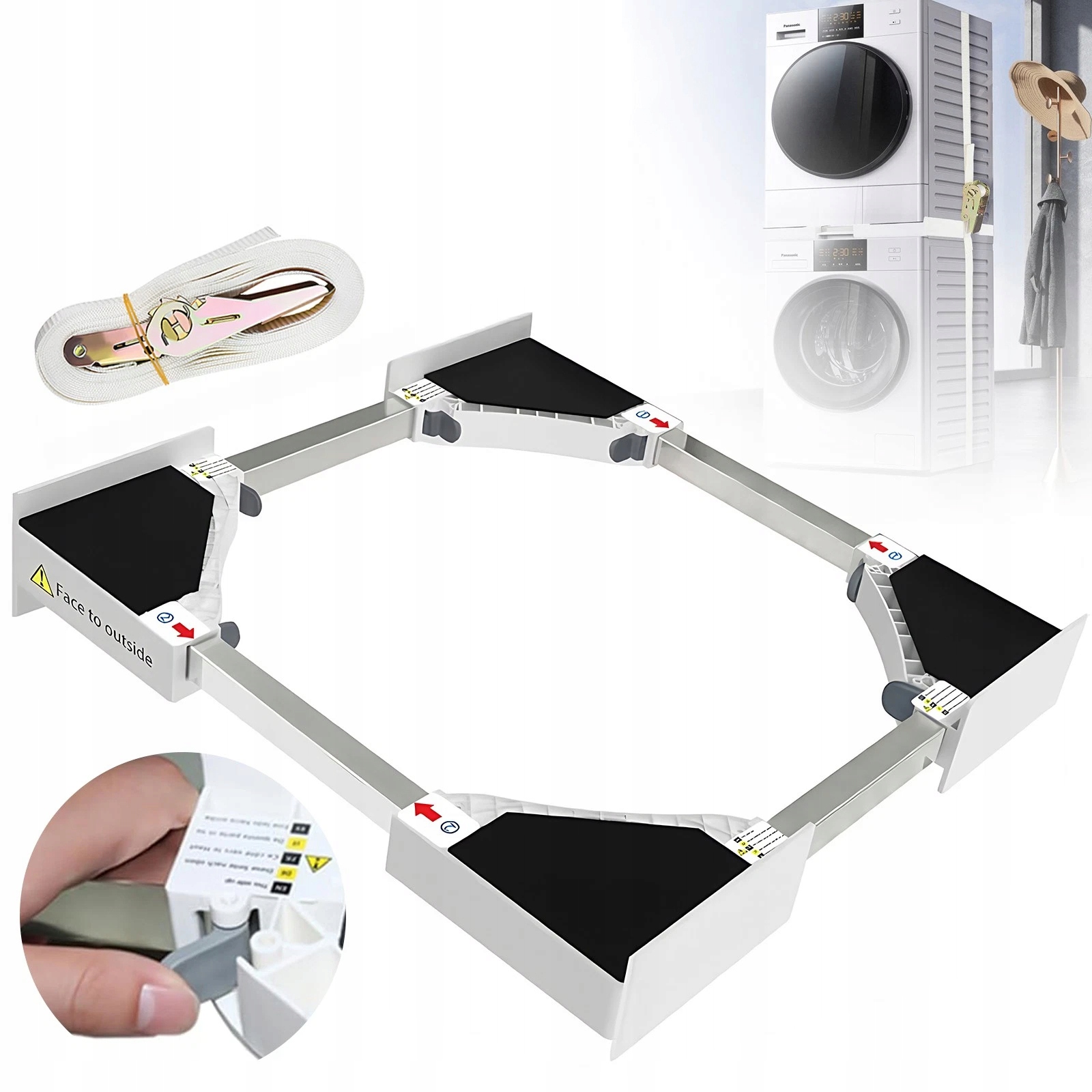 Łącznik Pralki Suszarki Uniwersalny Szerokość 46-72cm Antywibracyjna Pas