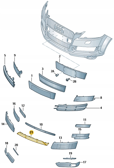KRATKA ZDERZAKA ŚRODKOWA AUDI Q7 4L S-LINE Stan opakowania oryginalne