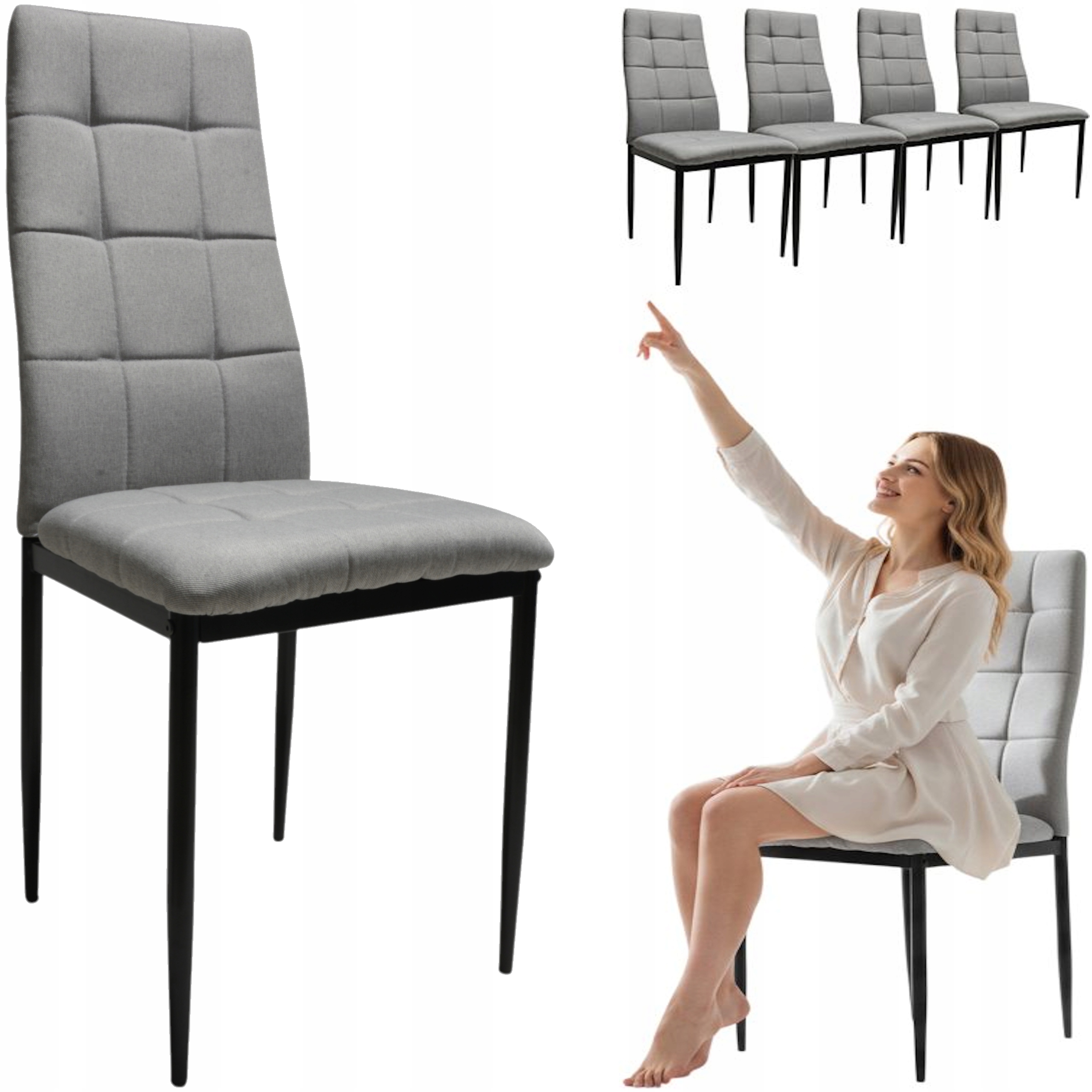 4 židle Solden Šedá Čalouněná, ergonomická, pro jídelnu, kancelářskou kuchyni