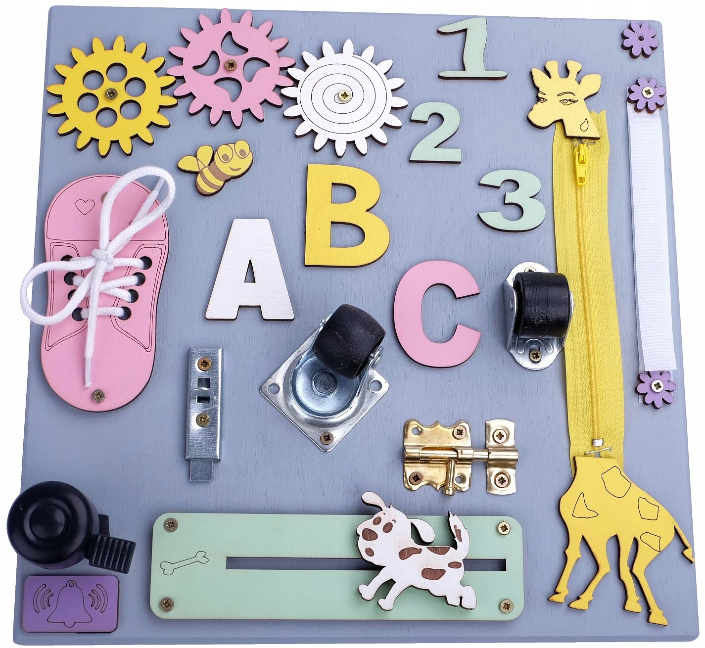 

Tablica Manipulacyjna Sensoryczna Drewniana 10W1