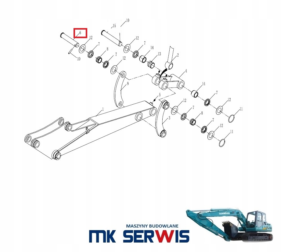 Sworzeń ramienia SUNWARD SWE17B SWE20B SWE20F Numer katalogowy części SWE17 SWE20