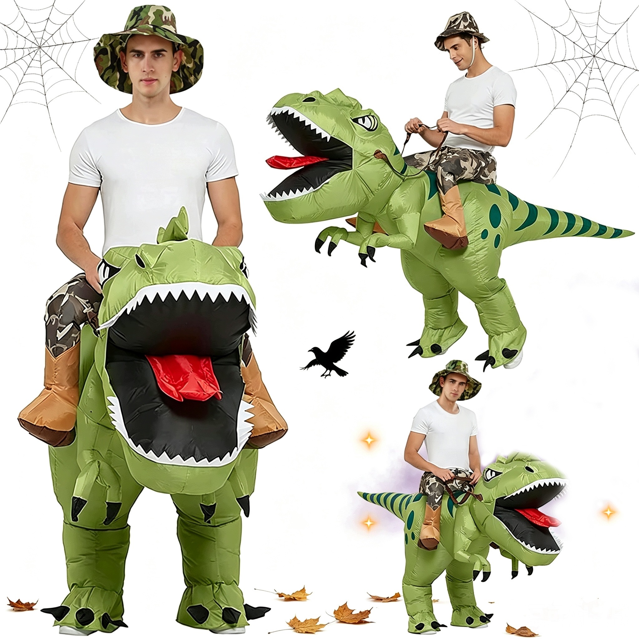 Halloween Dmuchany Dinozaur T-rex Przebranie Kostium Strój Duży 150-190CM