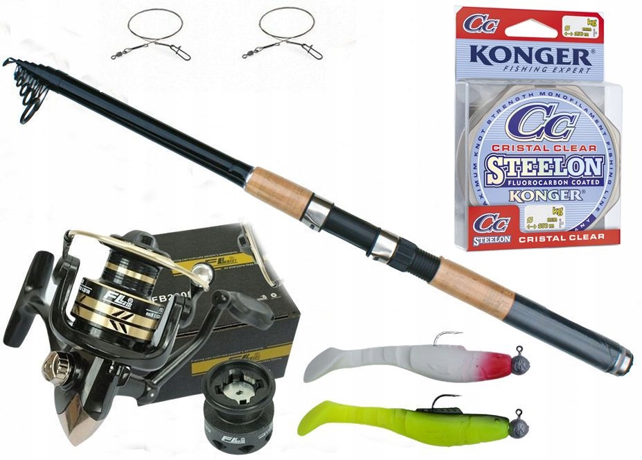 Zestaw Wędkarski Spinning 1 X Wedka Teleskop 1 X Kołowrotek +przypony