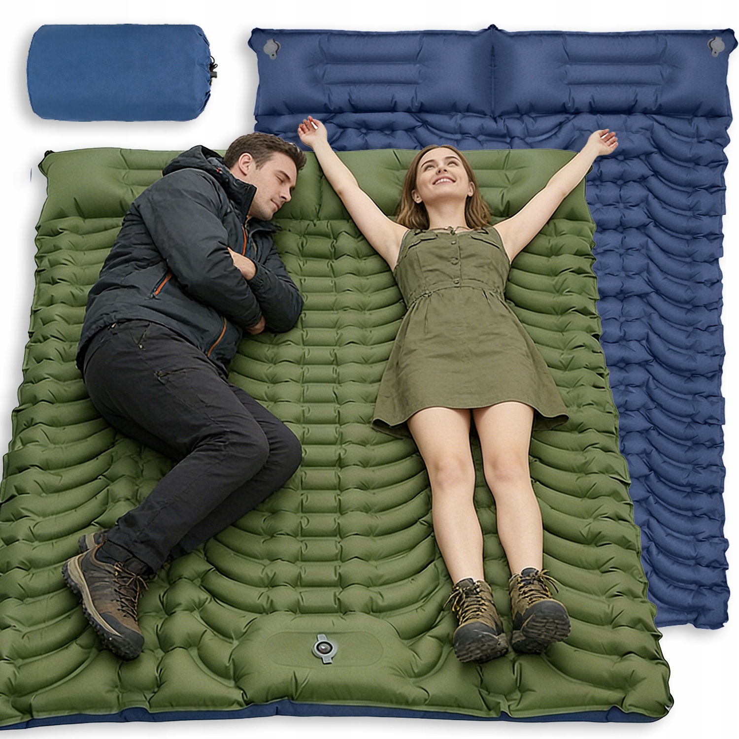 Matrace Lehká Turistická Kempingová Podložka Dvojitá Přenosná 195*135*10 cm