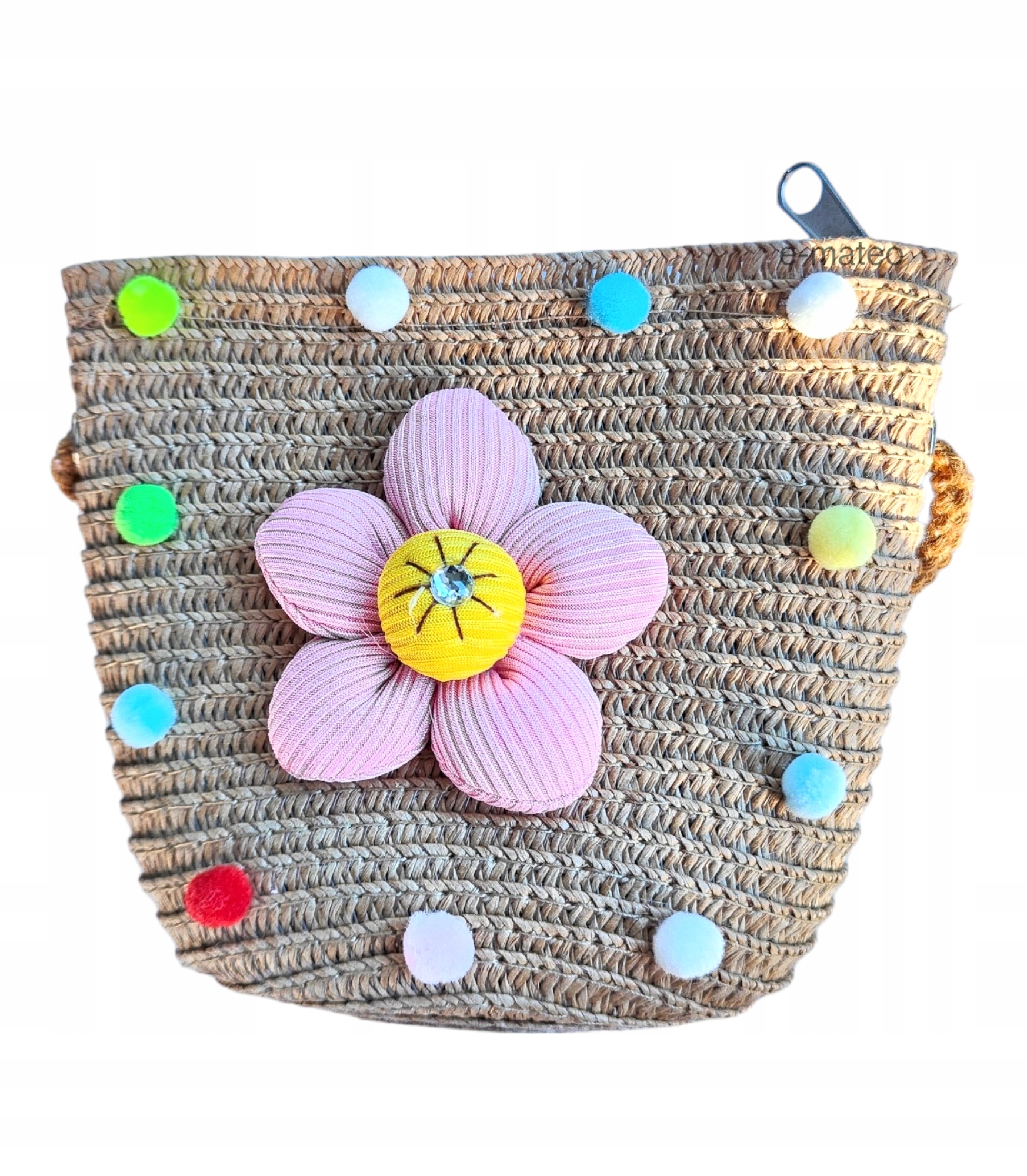 TOREBKA SŁOMIANA DLA DZIEWCZYNKI NA RAMIĘ LATO KWIATEK Marka bez marki