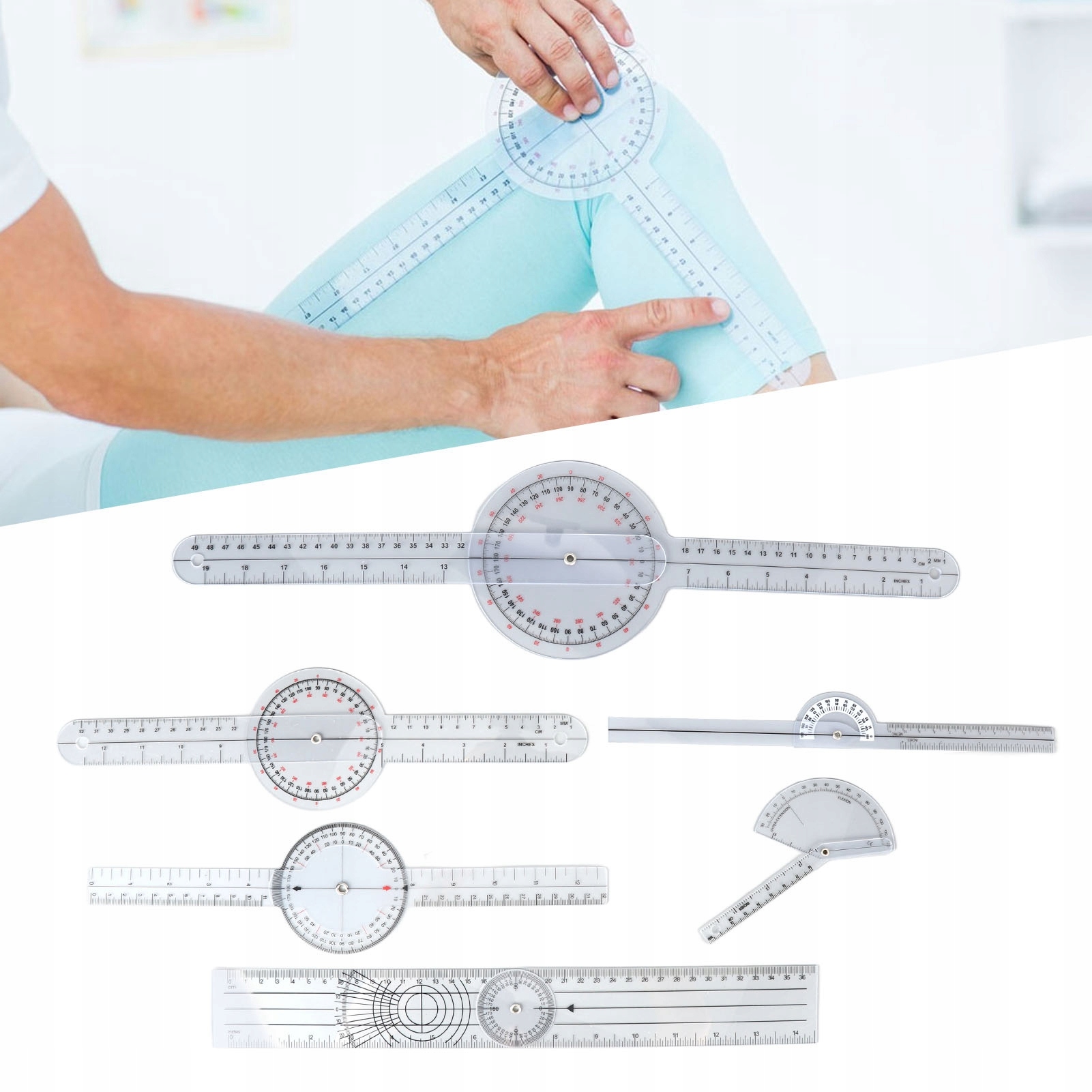 6 Sztuk Zestaw Goniometrów Medycznych 6/8/10 Cali