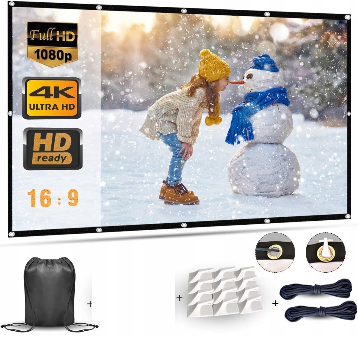 Projekční Plátno S Obrazovkou 16:9 Hd 4K Pro Domácí Kino 227X130 CM Mebios