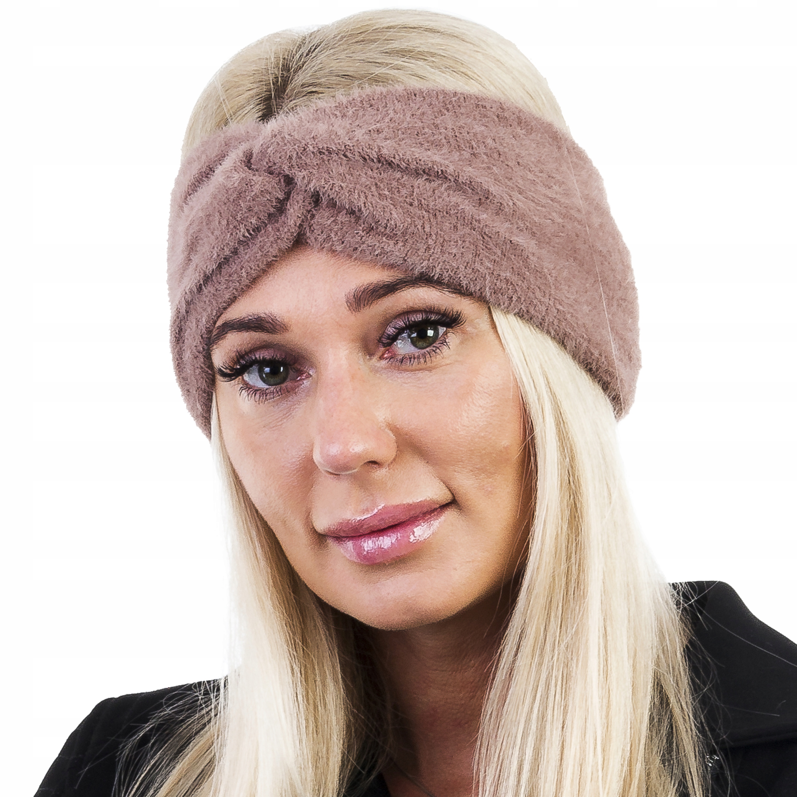

C272 Opaska Turban Przeplatana Brąz
