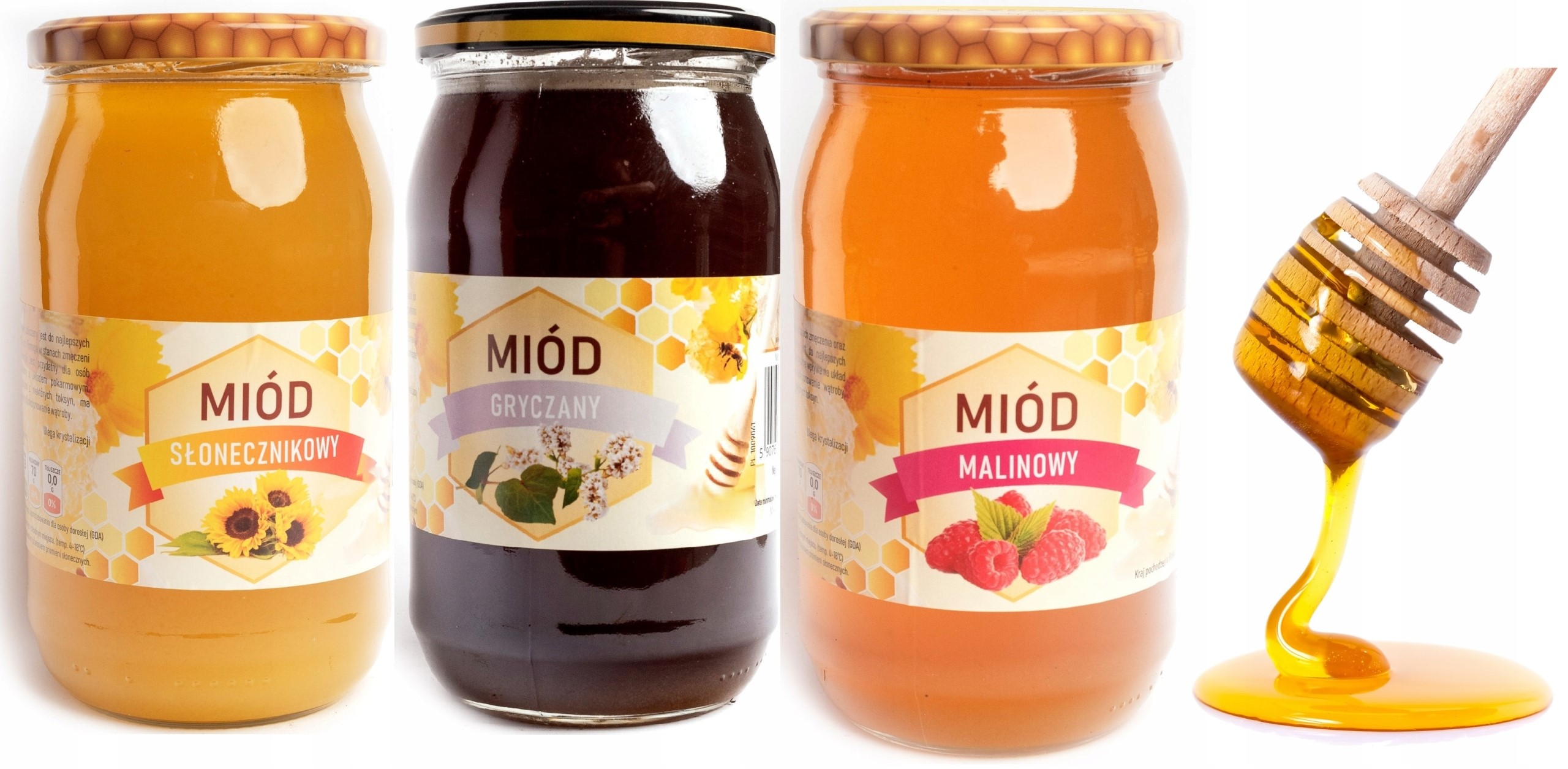 Slunečnicový Pohankový Malinový Med Sada Nektar Pl 1,1 kg Dárek