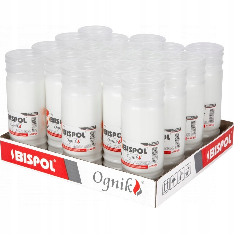 Set Náplň zalévaný ohňostroj Do Hřbitovních Svíček Bispol 120h 5 dní hoření bílá 18 ks