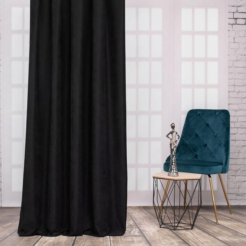 ZASŁONY EFE 170x195 CZARNY TAŚMA Na Wymiar Wzór gładki