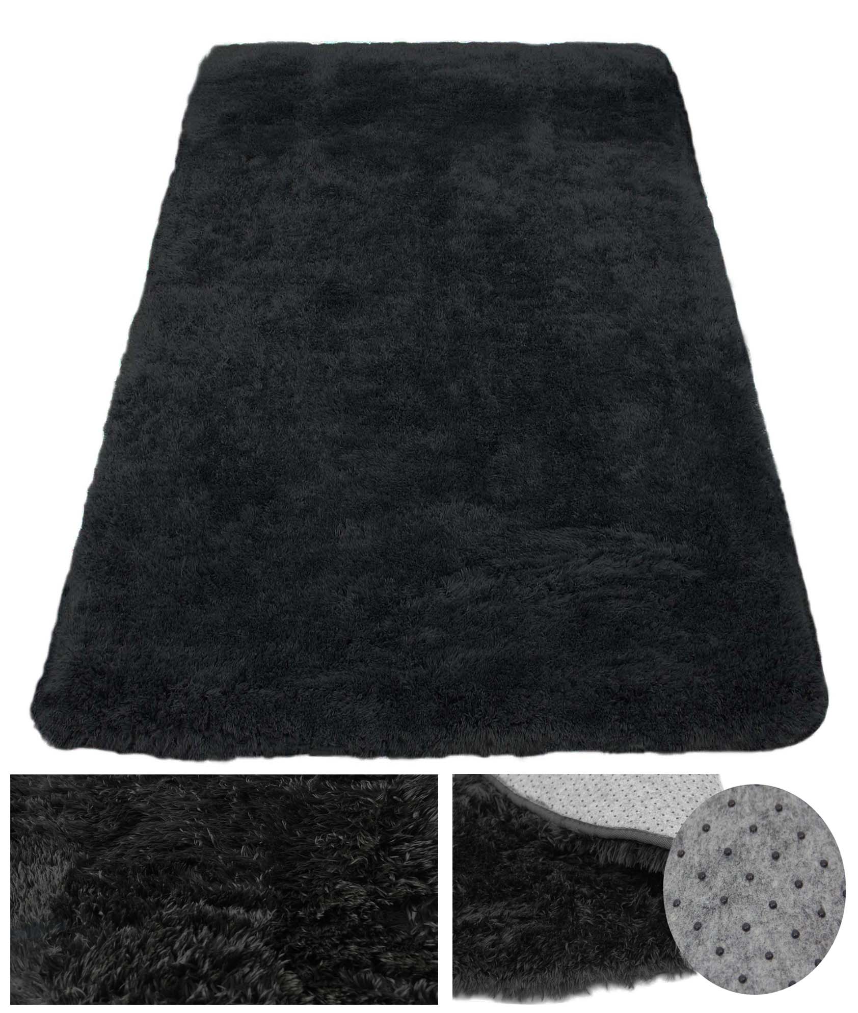 Koberec Plyšový Měkký Černý Na Praní Plyšový 80x120 cm