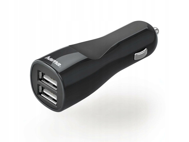 

Czarna Ładowarka samochodowa Hama 2xUSB 4,8A