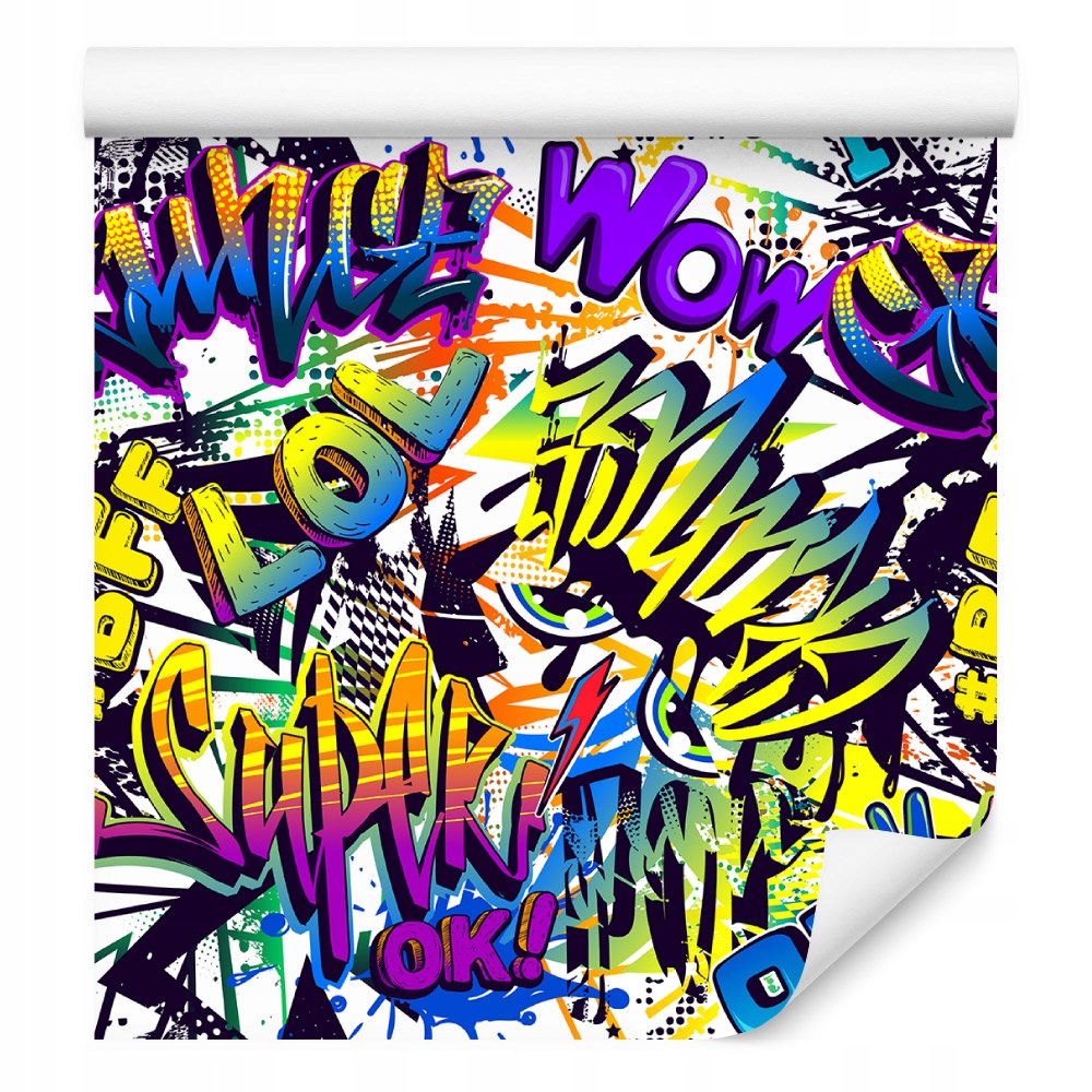 Mládežnická tapeta na zeď, kresby, nápisy graffiti