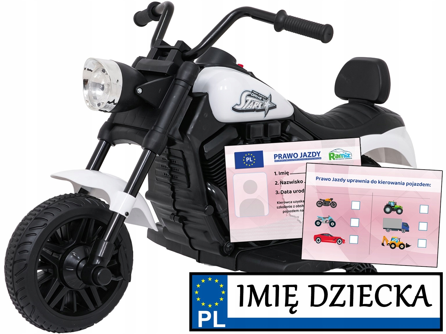 motorek na akumulator dla dzieci Star kółka boczne Pierwszy Motor Do Nauk