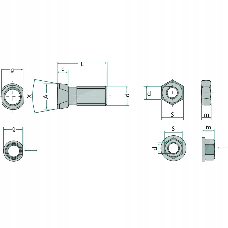 Śruby płużne M16 x 2, 75mm, 12.9, stożek Marka Granit