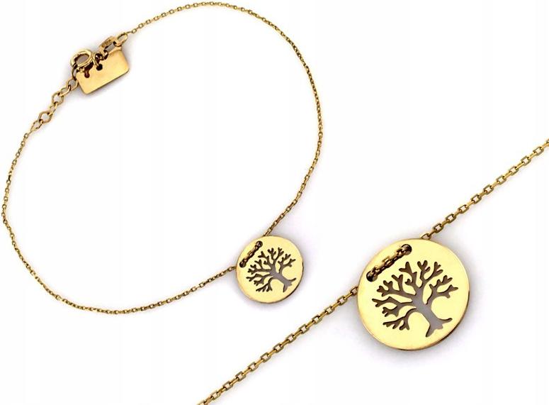 Zlatý náramek celebrity 585 s stromkem štěstí r19 jako dárek 14kt