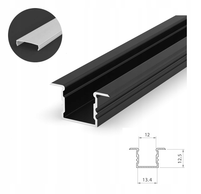 PROFIL LED WPUSZCZANY 2M CZARNY+ OSŁONA ML Typ profil do LED