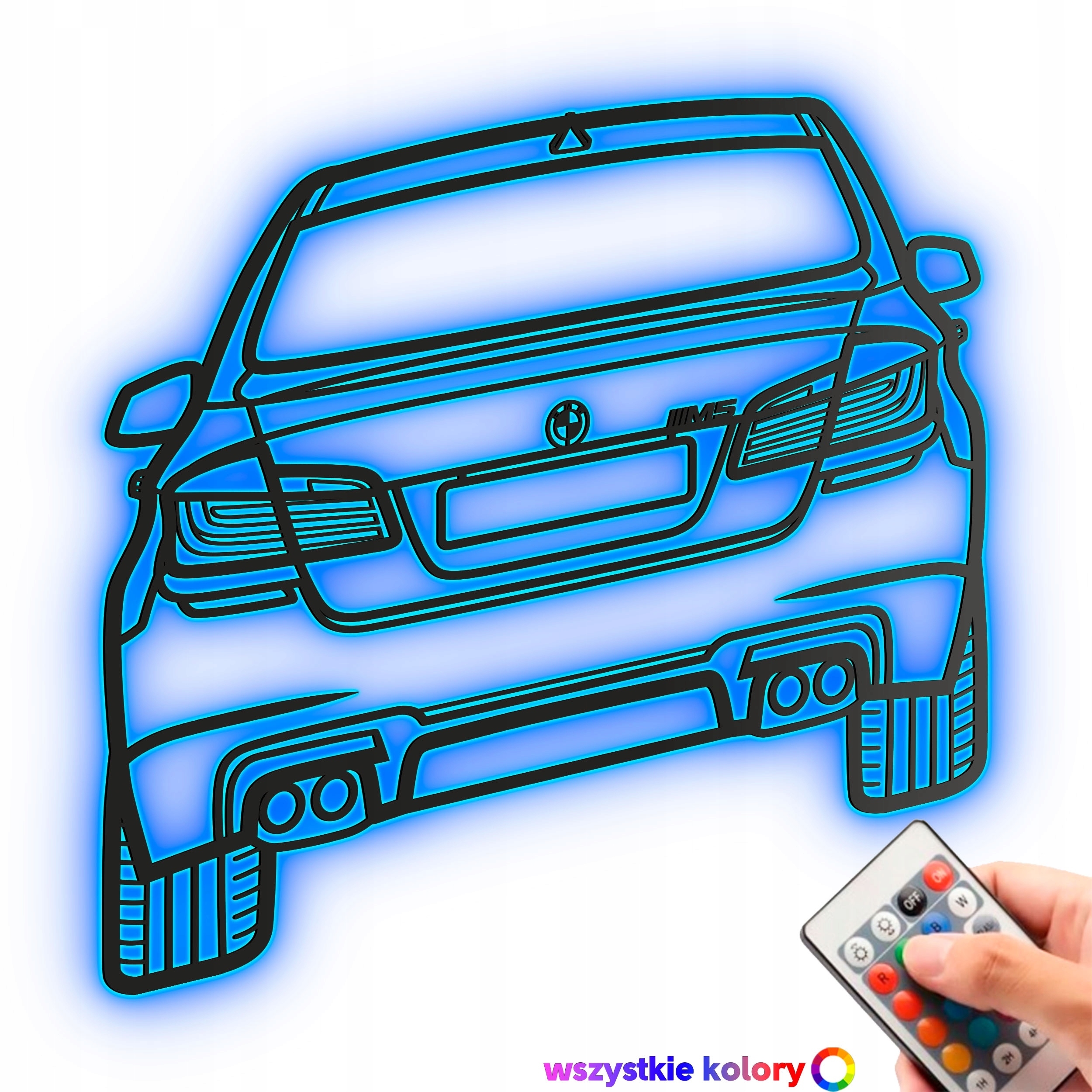 Dřevěný 3D obraz Bmw M5 ve stylu Line Dárek Noční Lampa Led XXL