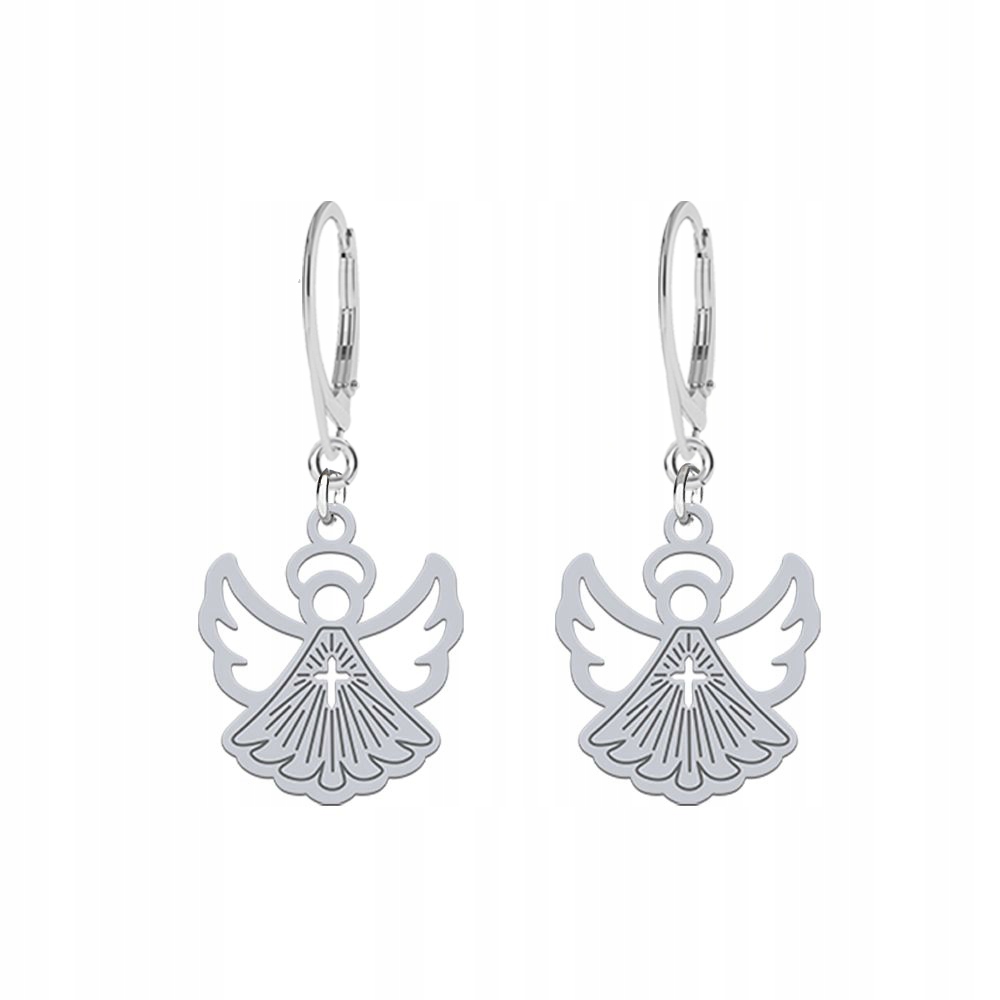 Stříbrné Náušnice s andělem 925 Dárek I Svaté Přijímání Svaté Přání Bonus