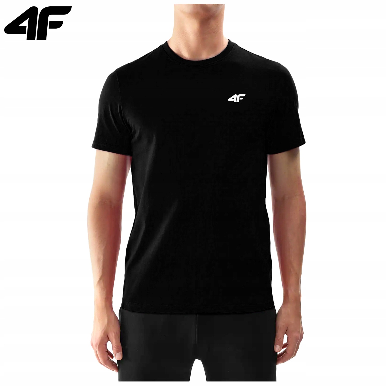 KOSZULKA MĘSKA 4F T-SHIRT BAWEŁNIANY PODKOSZULEK SPORTOWY CO DZIEŃ 3095 L Dekolt okrągły