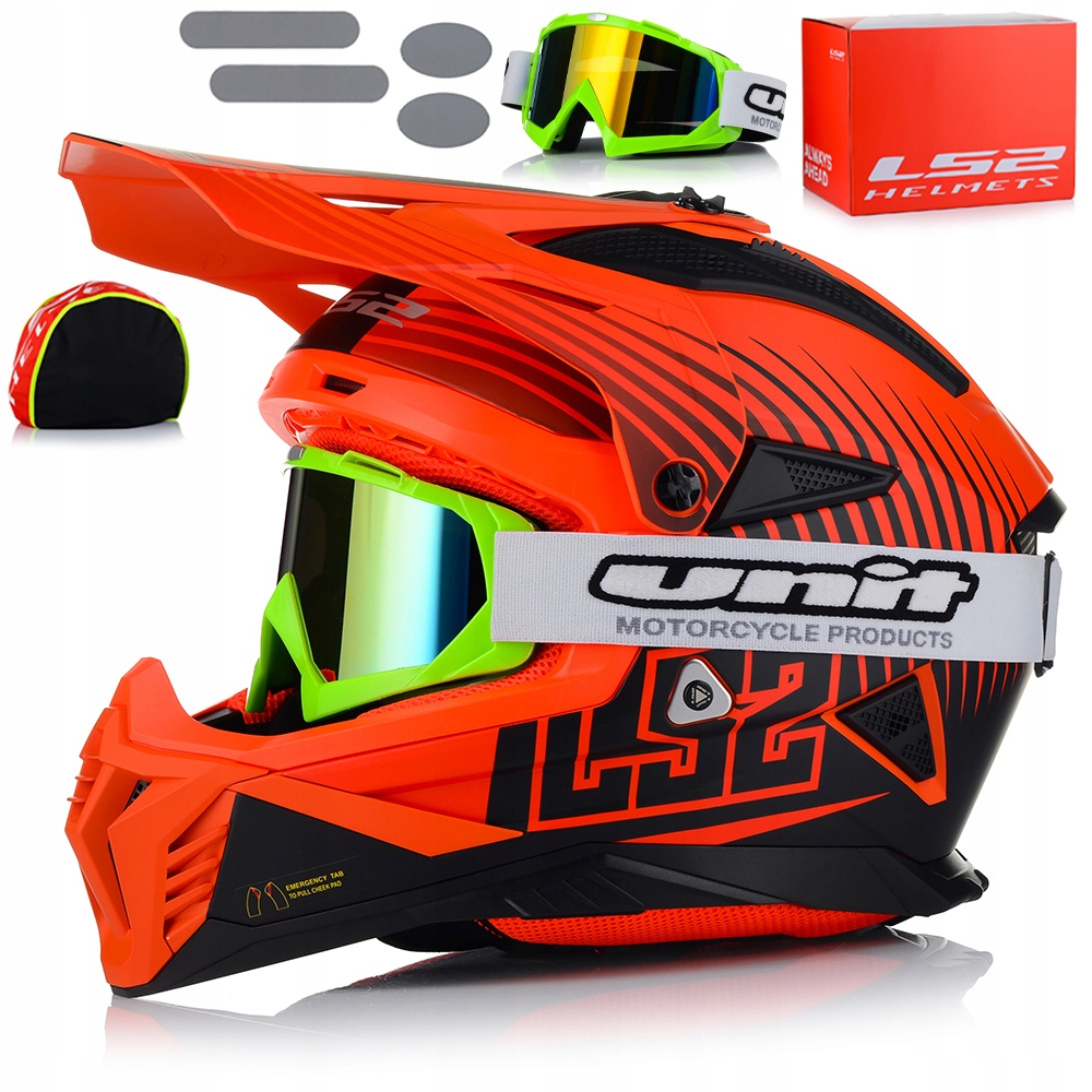 Motocyklová Prilba LS2 MX708 Fast II Duck Fluo Lehká Enduro Cross Atv Okuliare