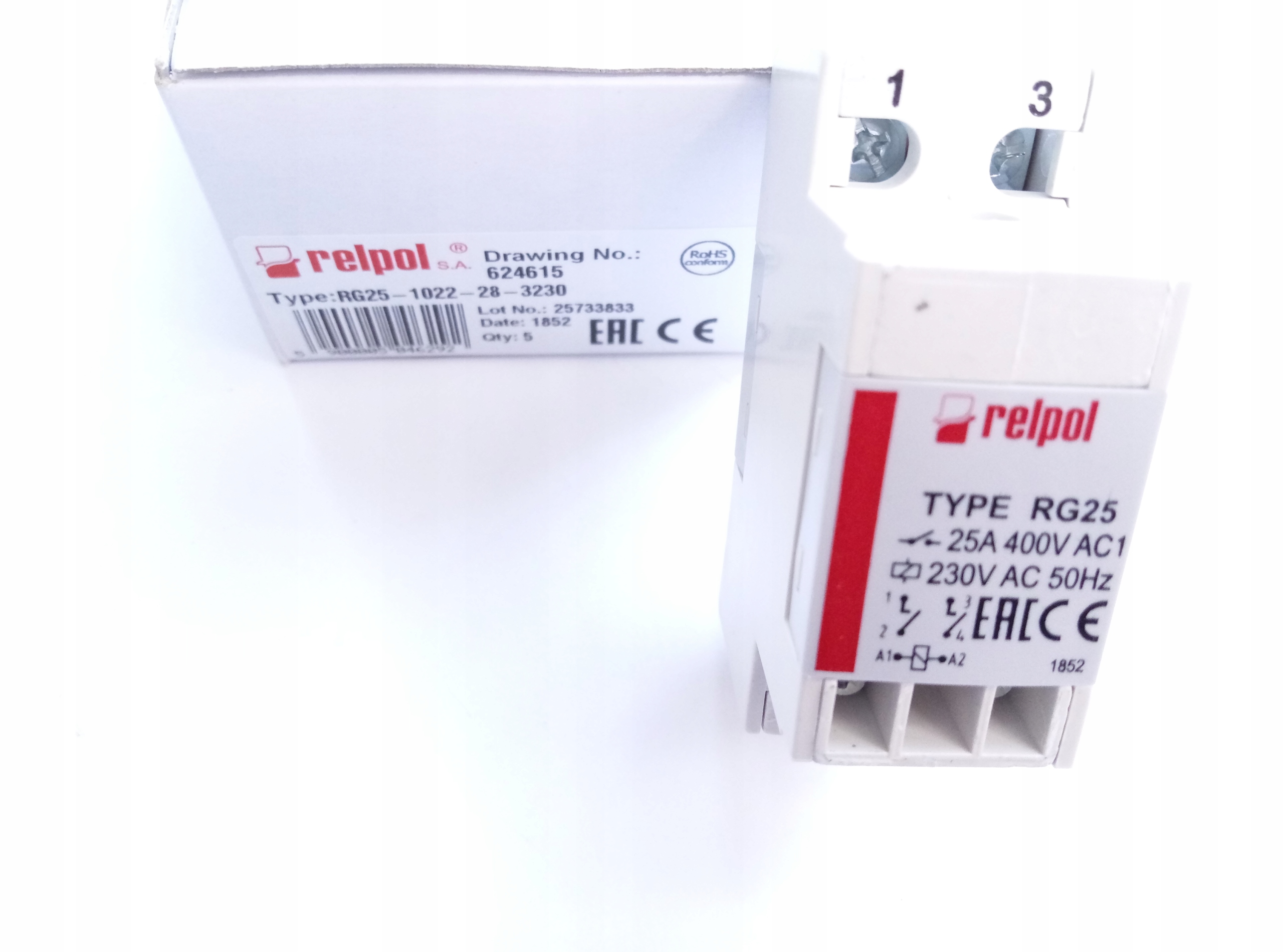 

Przekaźnik przemysłowy 2Z 25A 230V Ac RG25-3022-28