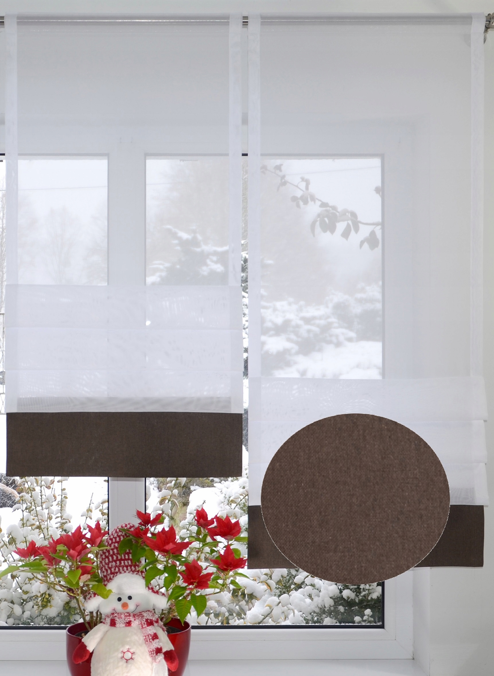 Panel jak roleta rzymska firana brązowy tweed ekran szer. 50cm/130 x 1szt Wysokość produktu 130 cm