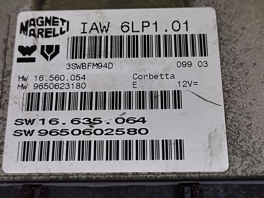 PEUGEOT 307 control unit of the engine 9650602580