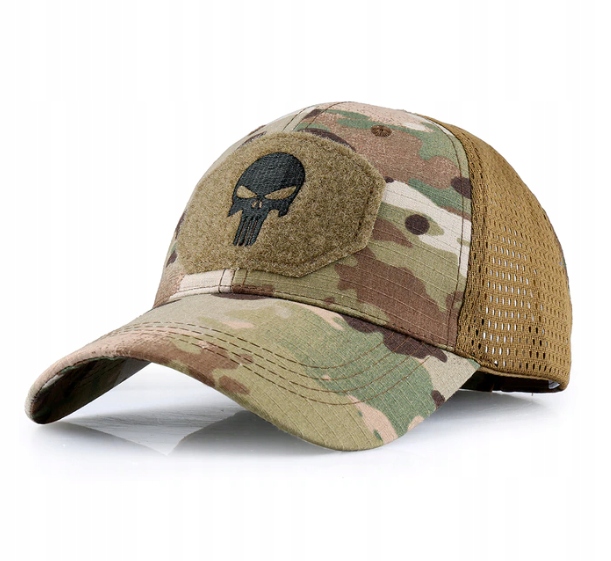 CZAPKA Z DASZKIEM KAMUFLAŻ WOJSKOWA PUNISHER MORO