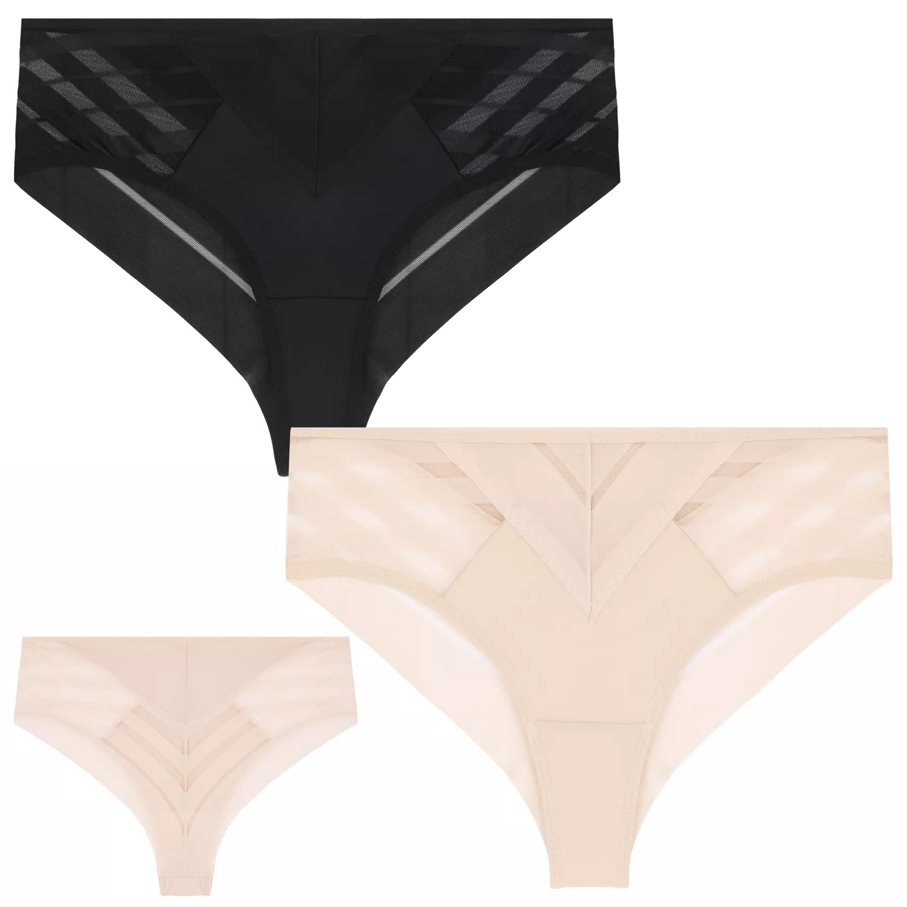 Kalhotky Dámské Bikini 2-PAK Módní Kalhotky se síťkou Bezešvé Moraj XL