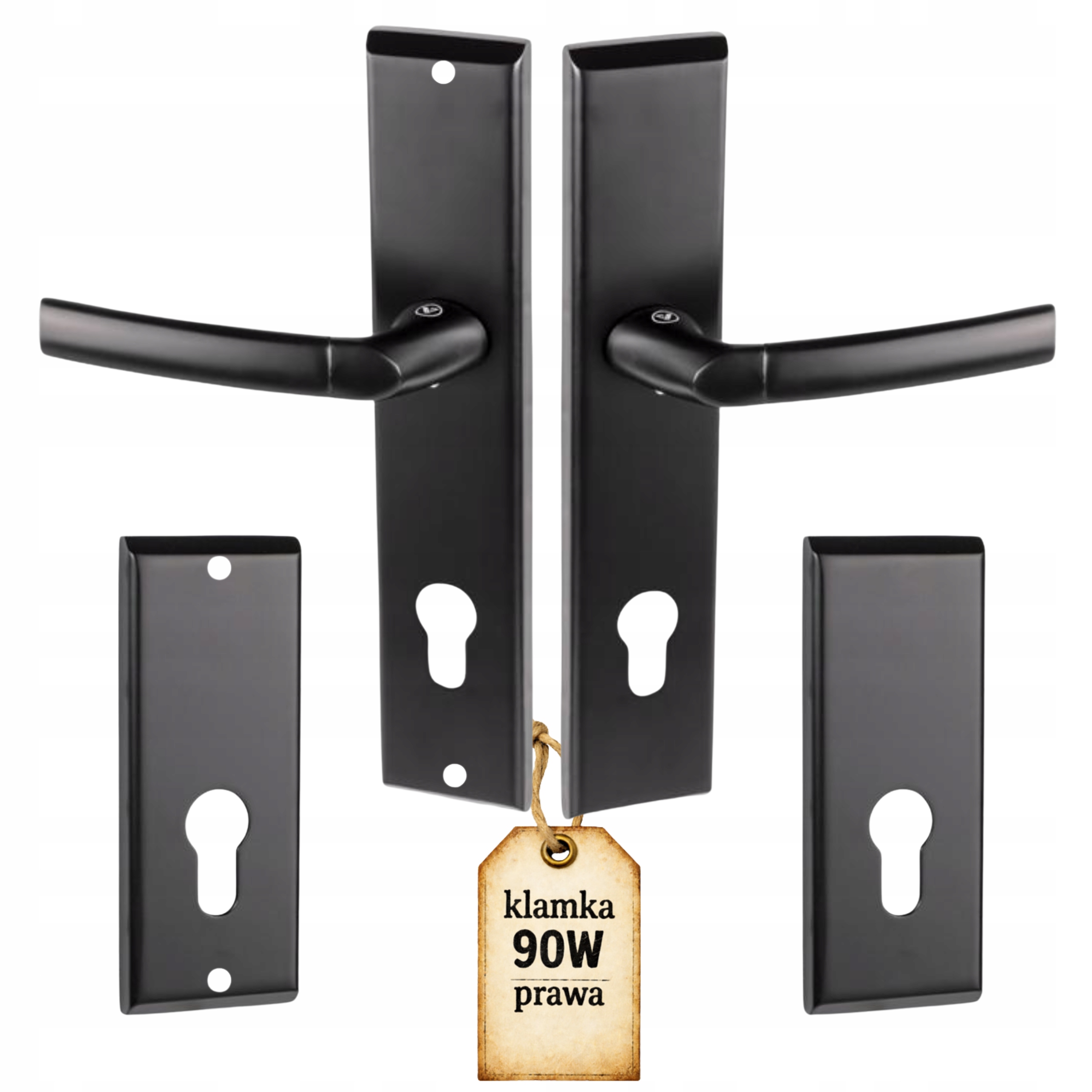 Klika pro vchodové dveře 90 mm pravá černá horní štítek City