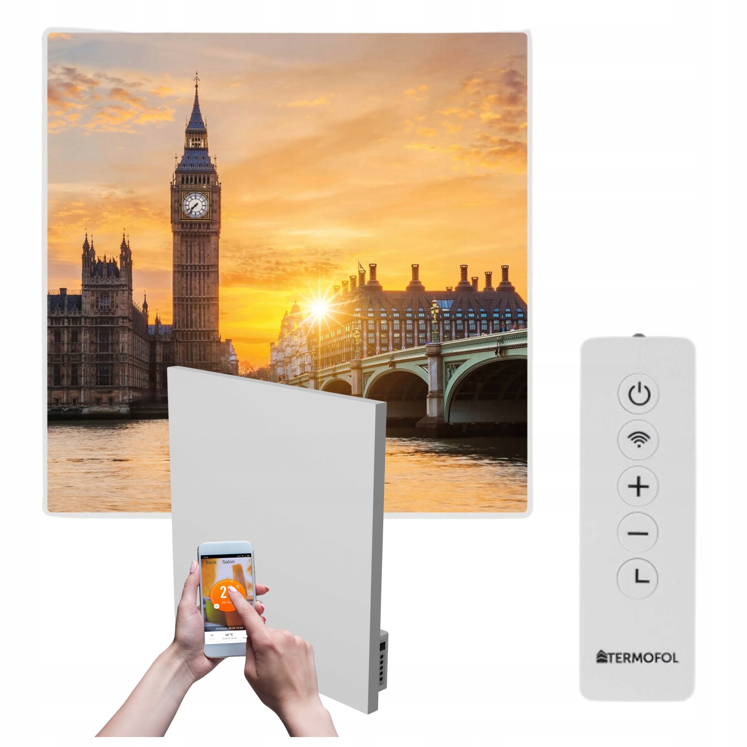 Infračervený ohrievač obraz hodiny most 350W 60x60 cm WiFi