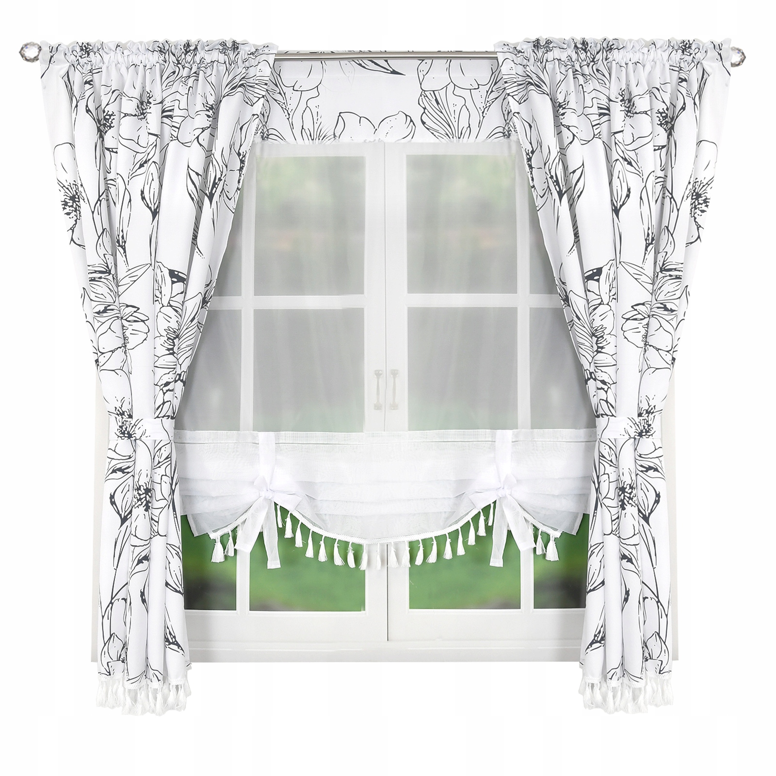 

Firana, Panel, Zasłony Komplet Boho Szara 207