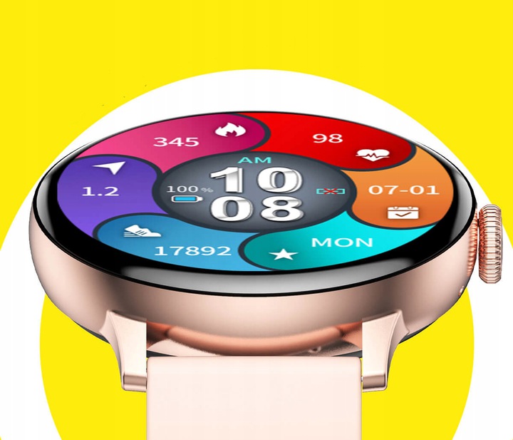 ZEGAREK DAMSKI SMARTWATCH ROZMOWY BT POLSKIE MENU Kolor złoty