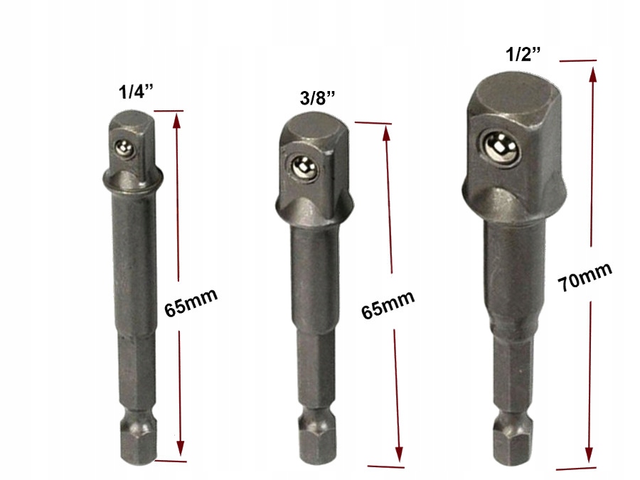REDUKCJE ADAPTERY DO WKRĘTARKI NASADEK ZESTAW 3szt. 1/4'' 3/8'' 1/2'' Kod producenta S-14HS3
