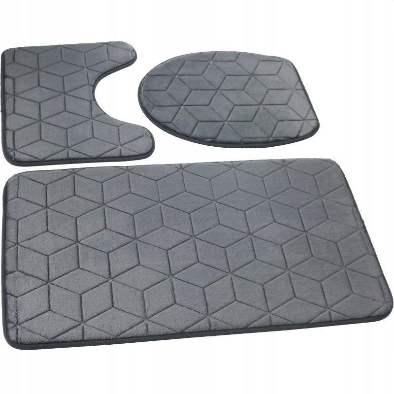 

Dywaniki Łazienkowe Szare Antypoślizgowe 3 cz.