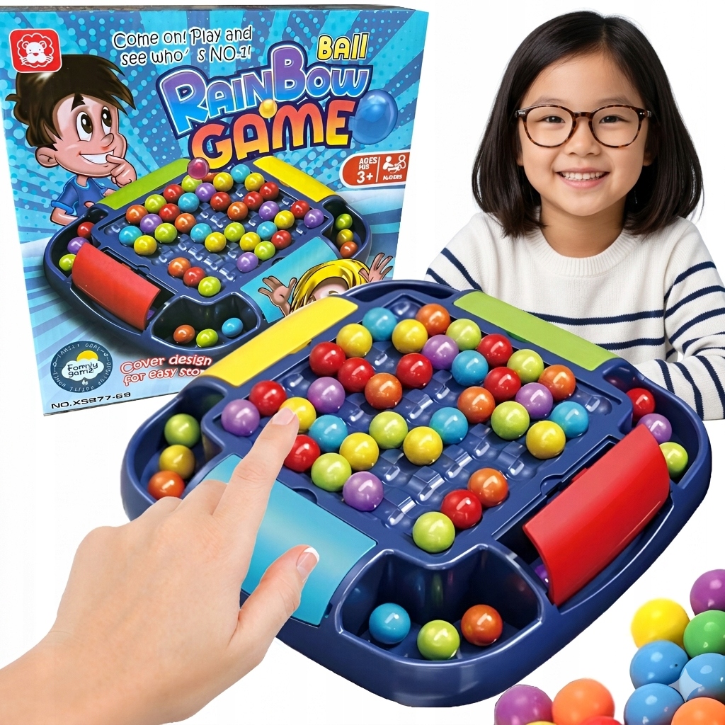 GRA LOGICZNA RODZINNA PLANSZOWA KOLOROWE KULKI UKŁADANKA rainbow ball