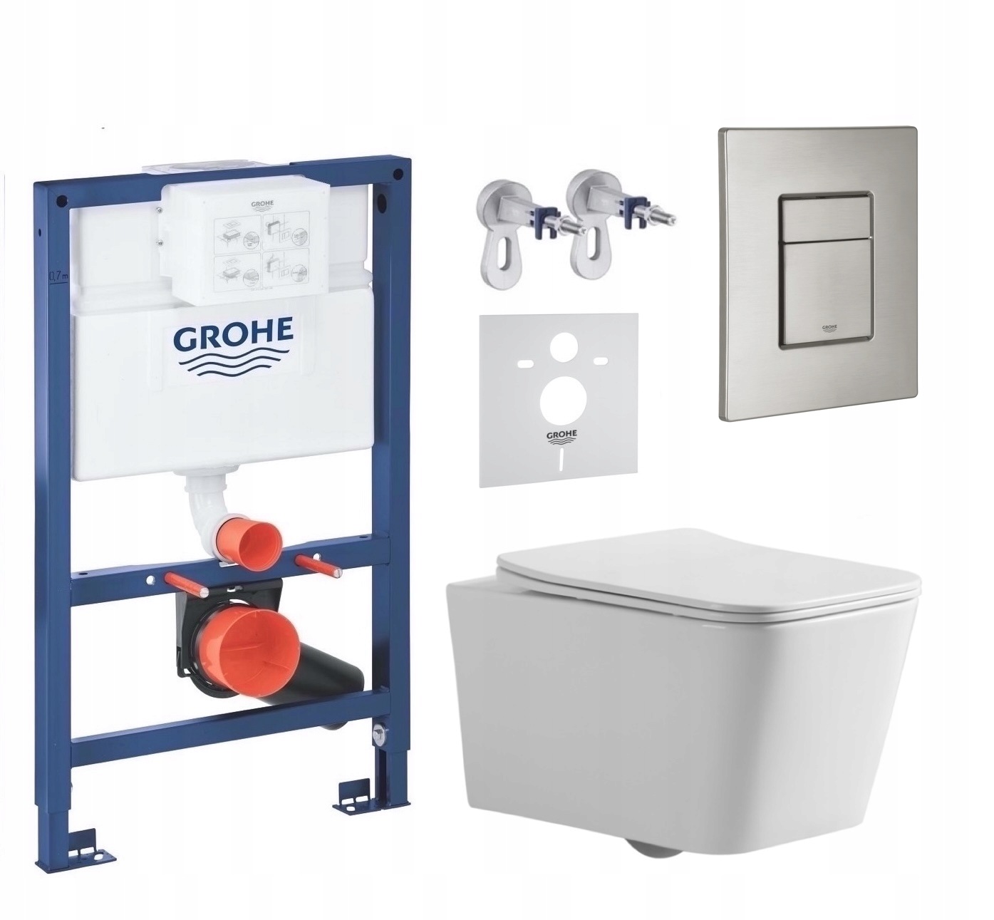 Wc sada Grohe 820 mm s Wc misou Imprese Bilovec a tlačidlom matná oceľ