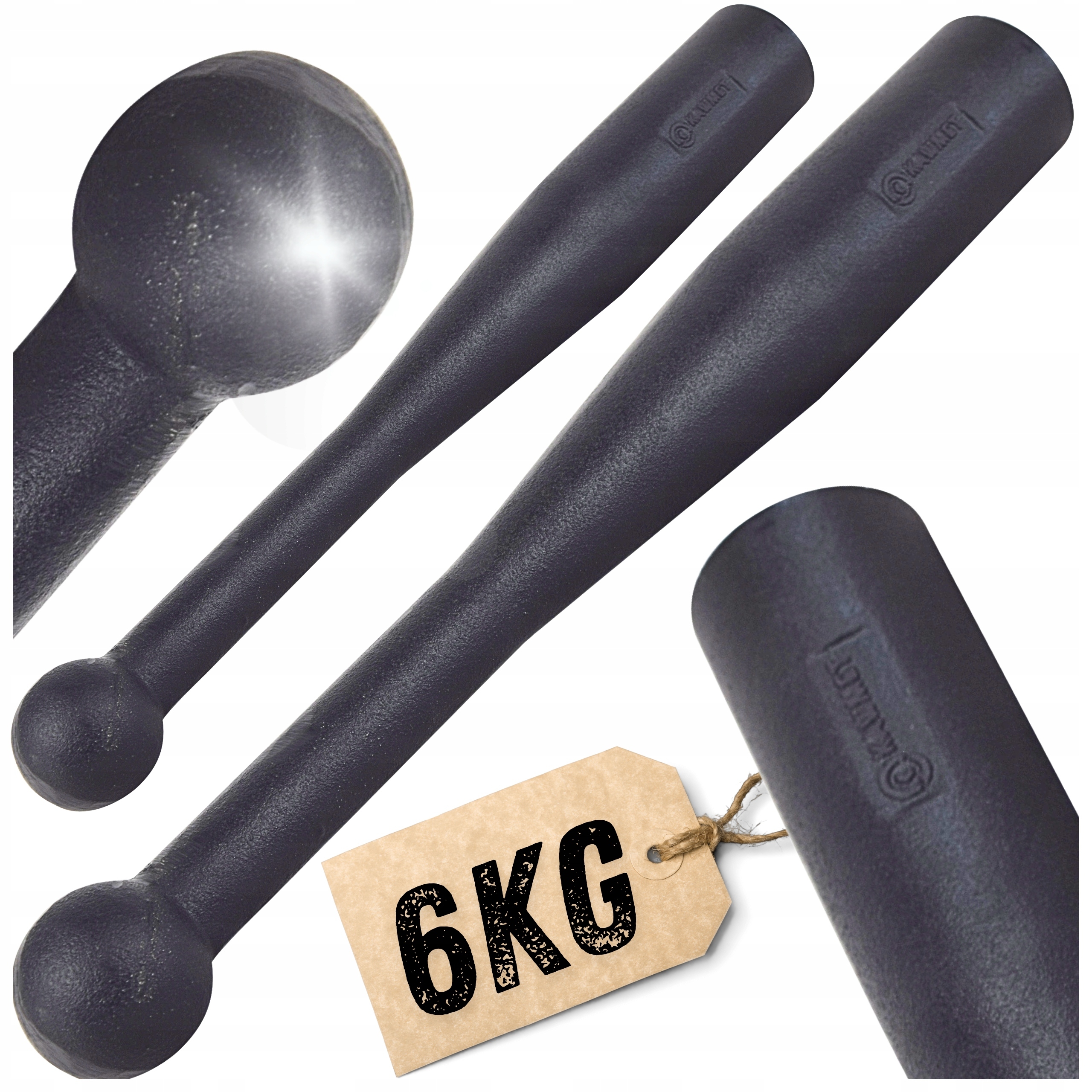 Maczuga żeliwna do ćwiczeń clubbell obciążenie fitness siłownia 2x 6kg