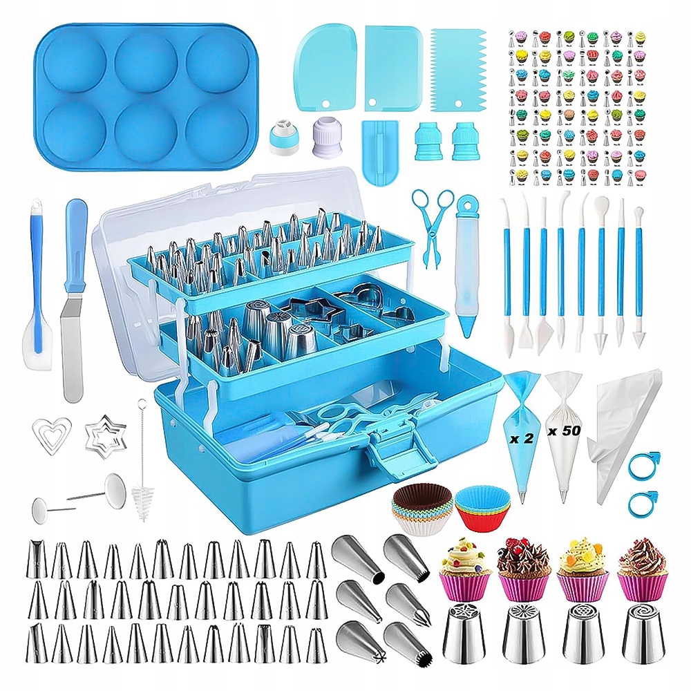 Zestaw Narzedzi Do Dekoracji Tortu Ciasta 236 El. w kuferku