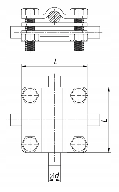 GROMTOR Złącze do drutu 4 śruby z przekładką Kod producenta 102112