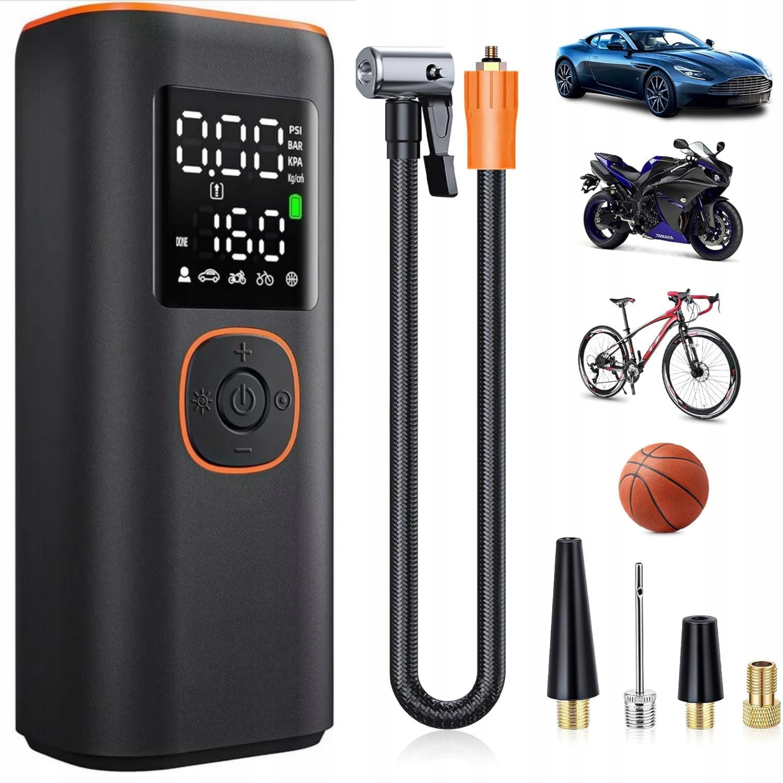 Bezprzewodowy Kompresor Samochodowy Powerbank LCD 160 Psi Usb-c 7500mAh