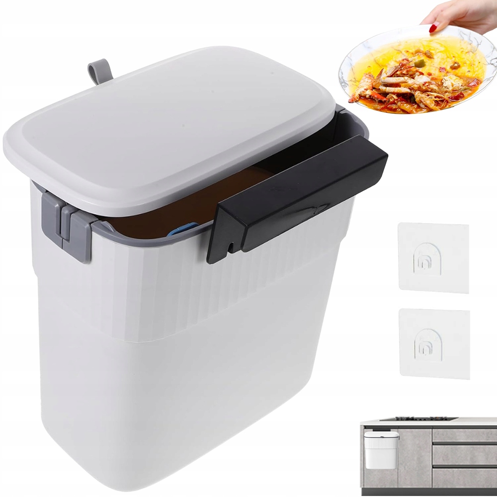 Levně Odpadkový Koš Na Dvířka Skříňky S Víkem 9L Bílý