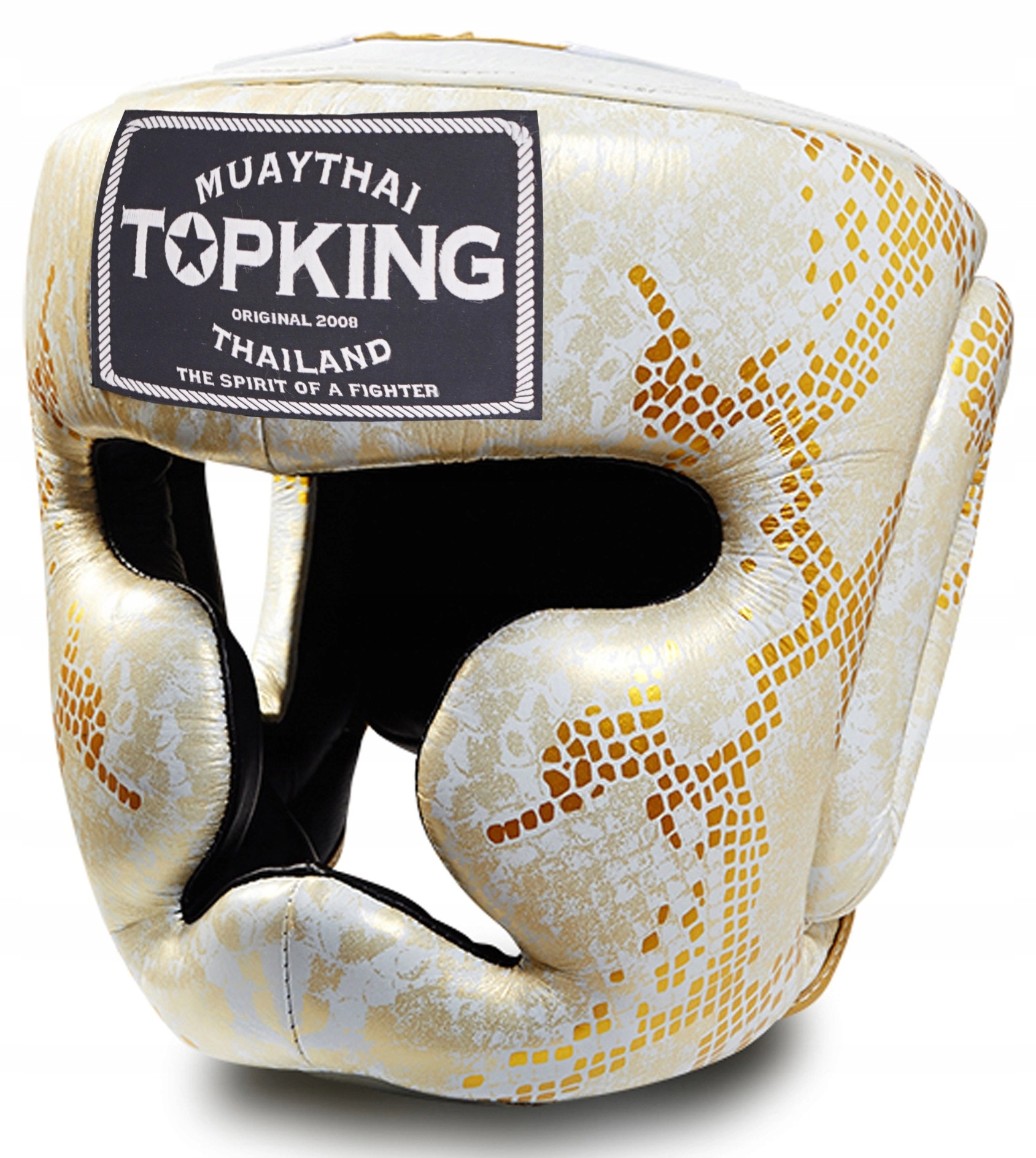 Top King Boxerská přilba Tkhgss-02bk_Gd Star Snake White/Go